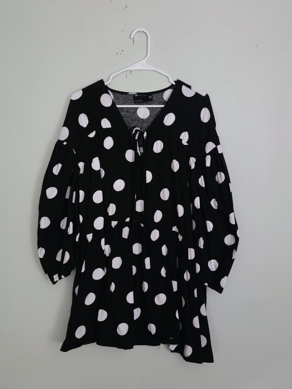 ASOS Black and White Polka Dot Long Sleeve Dress/Tunic